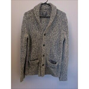 Men's Abercrombie & Fitch Shawl Collar Wool Blend Chunky Cardigan Gray Large